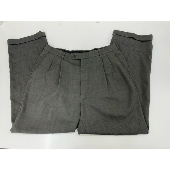 Hagger Black Label Mens Dress Pants Size 36x30 Gray Pleated Cuffed - Picture 1 of 11